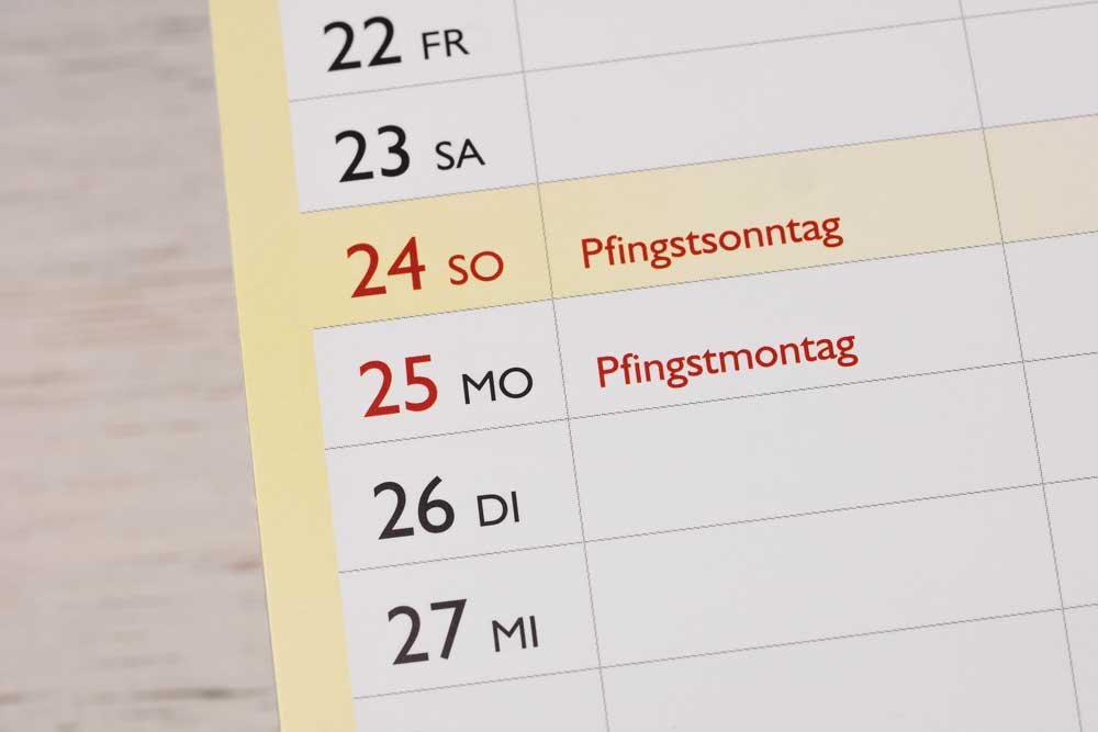 Pfingstmontag am 25. Mai 2026